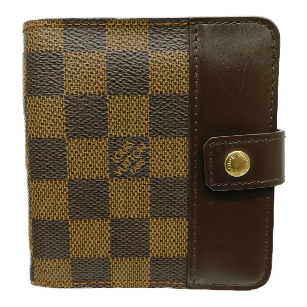LOUIS VUITTON Compact Zip Bi fold Wallet Damier Ebene Brown